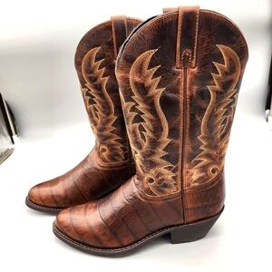 Laredo Duster Cowboy Boots Tan Round Toe Men's 8.5 Shoes